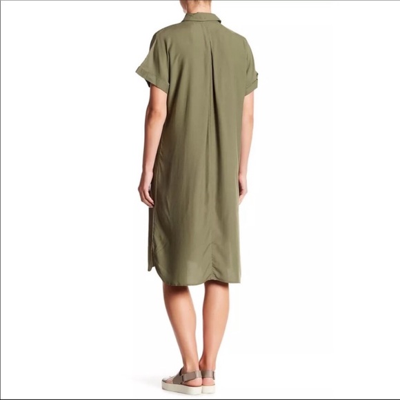 Max Studio Olive Short Sleeve Shirt Dress - Picture 7 of 7